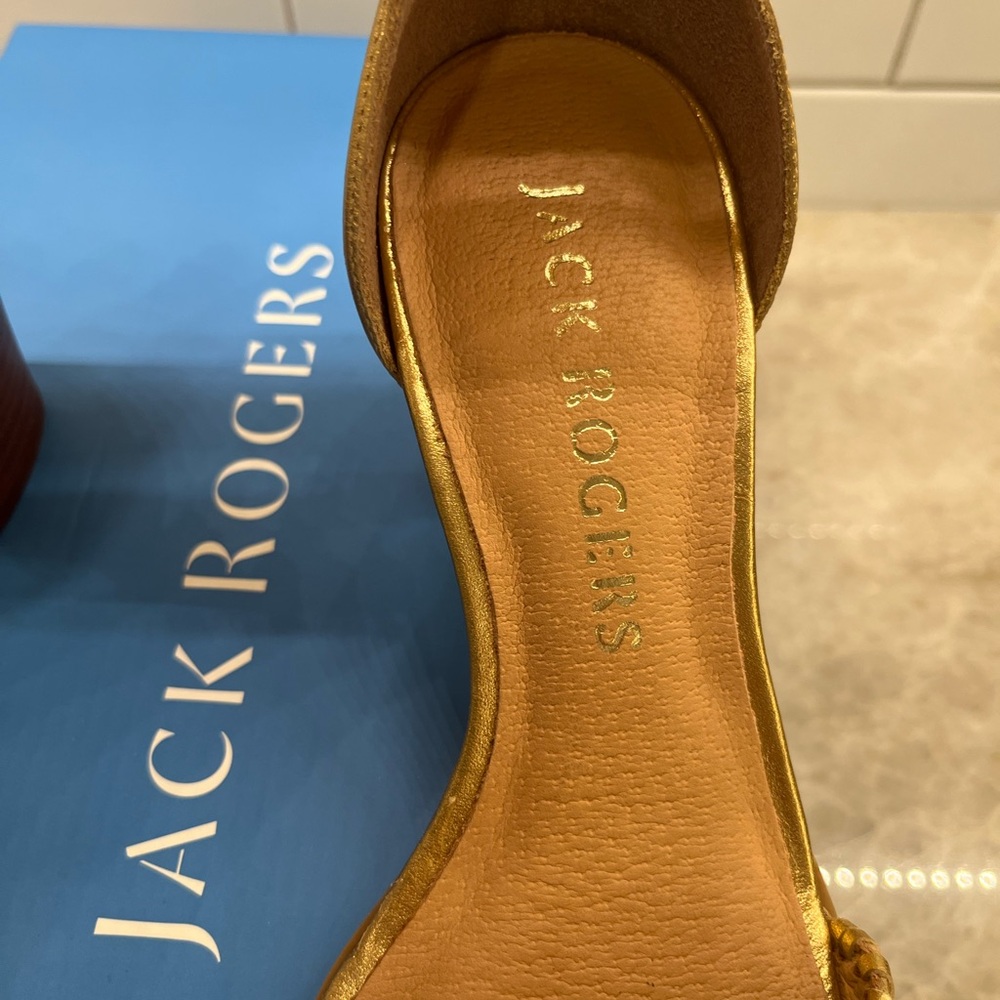 Jack Rogers Metallic Gold Heels- worn once for photo! - Picture 3 of 9